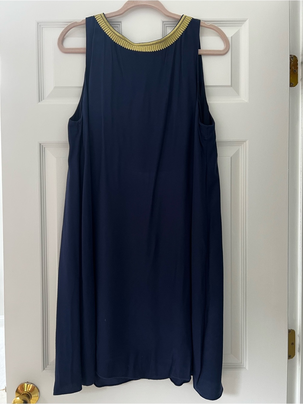 New Lilly Pulitzer Navy Dress with Gold Embroidered Trim XL - Picture 5 of 6